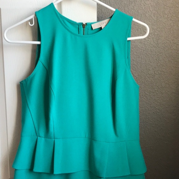Loft teal work professional dress. Size 6 petite. - Picture 3 of 5